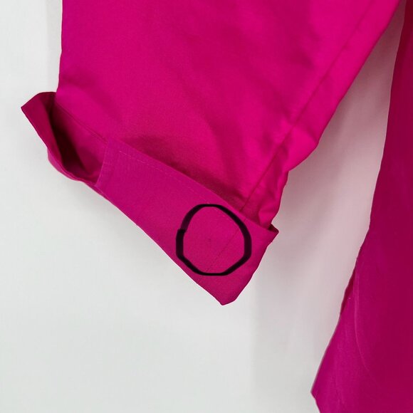 Talbots Womens Silk Button Up Blouse Size L? Petite Fuchsia Long Sleeve - Picture 10 of 10